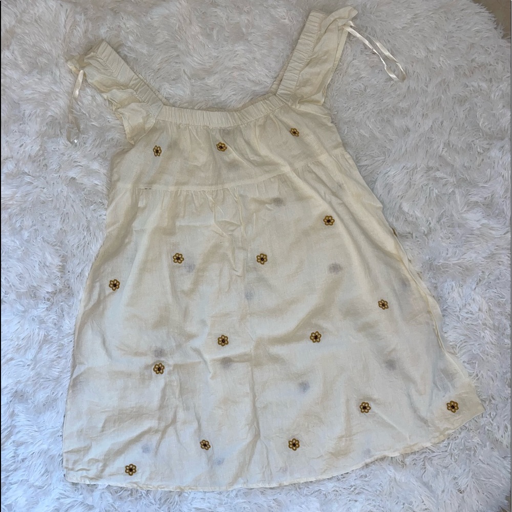 Target Wild Fable Cream Spring Dress with Flower Embroidery